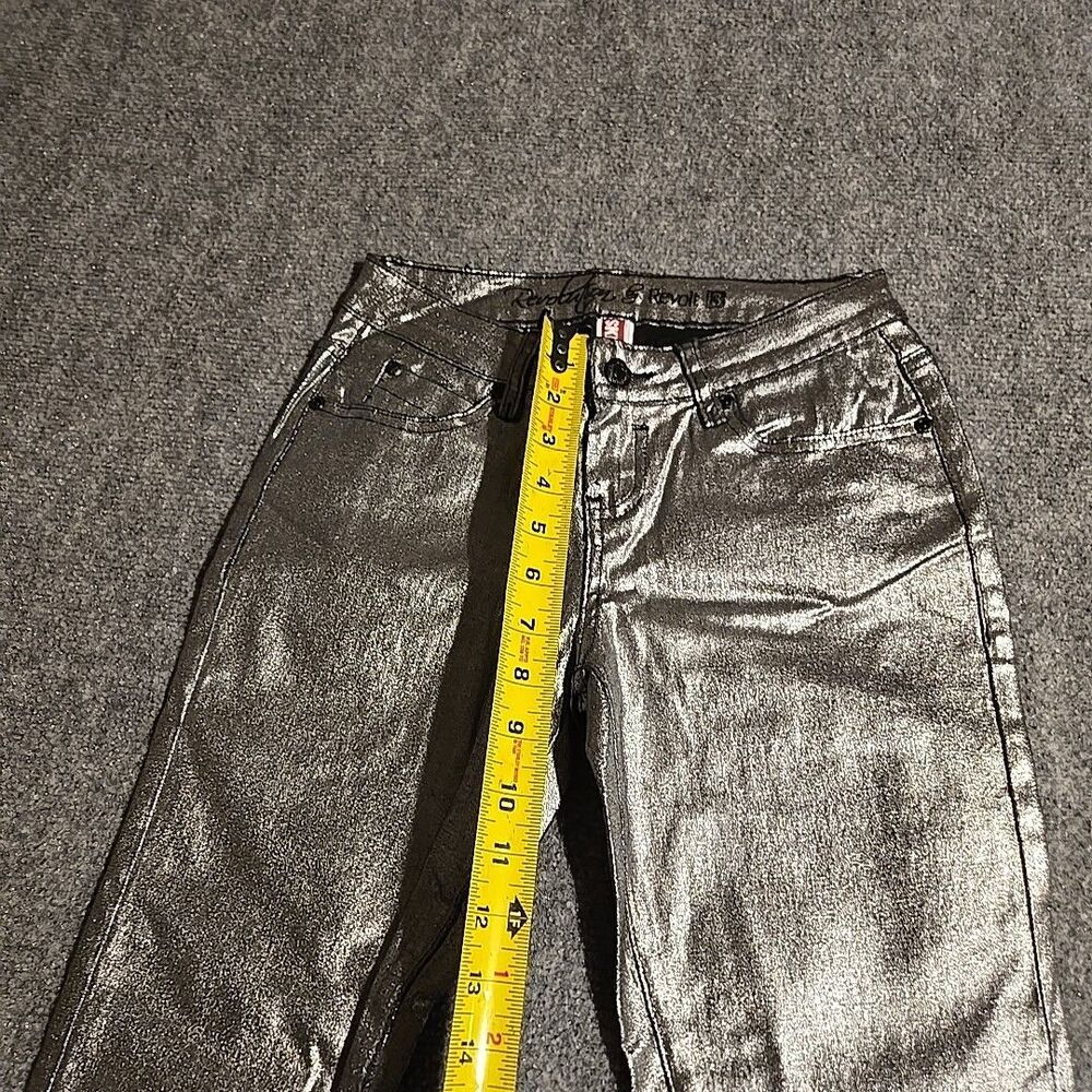 Revolution by Revolt Jeans Womens Juniors 3 Silver Skinny Stretch Pockets - Picture 6 of 10